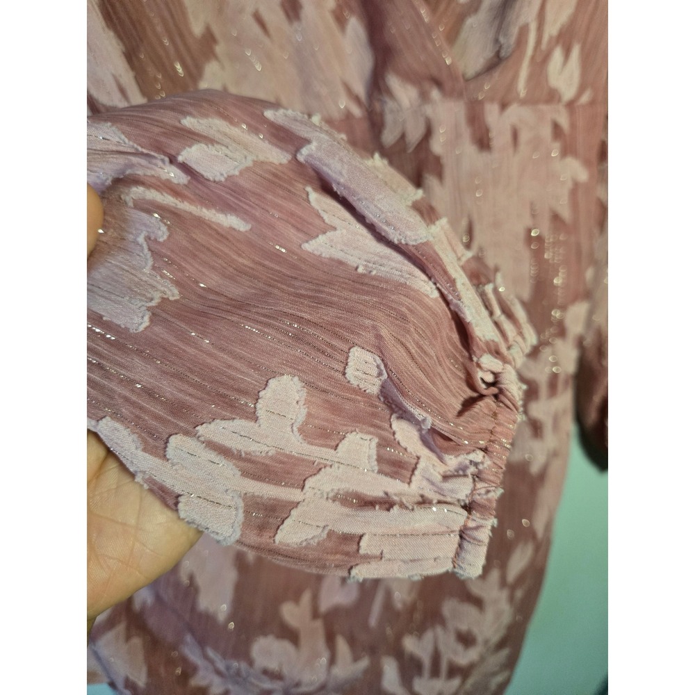 Lulus‎ Pink Floral Textured Mini Dress Long Sleeve V Neck Party Dress M - Picture 4 of 8